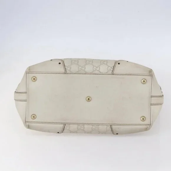 GUCCI GG Canvas Guccissima Tote Bag Leather Ivory Gold 145998 Auth 154640
